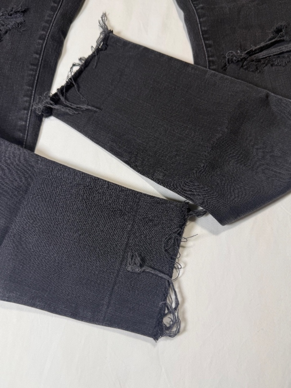 Madewell High-Rise Skinny Jeans Black Distressed Size 28T Tall - Picture 8 of 13